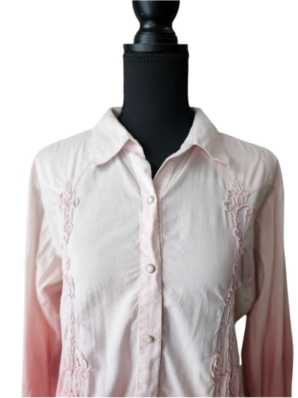 Retro Wrangler Pink Ombre Embroidered Button Down Shirt L - Picture 2 of 6